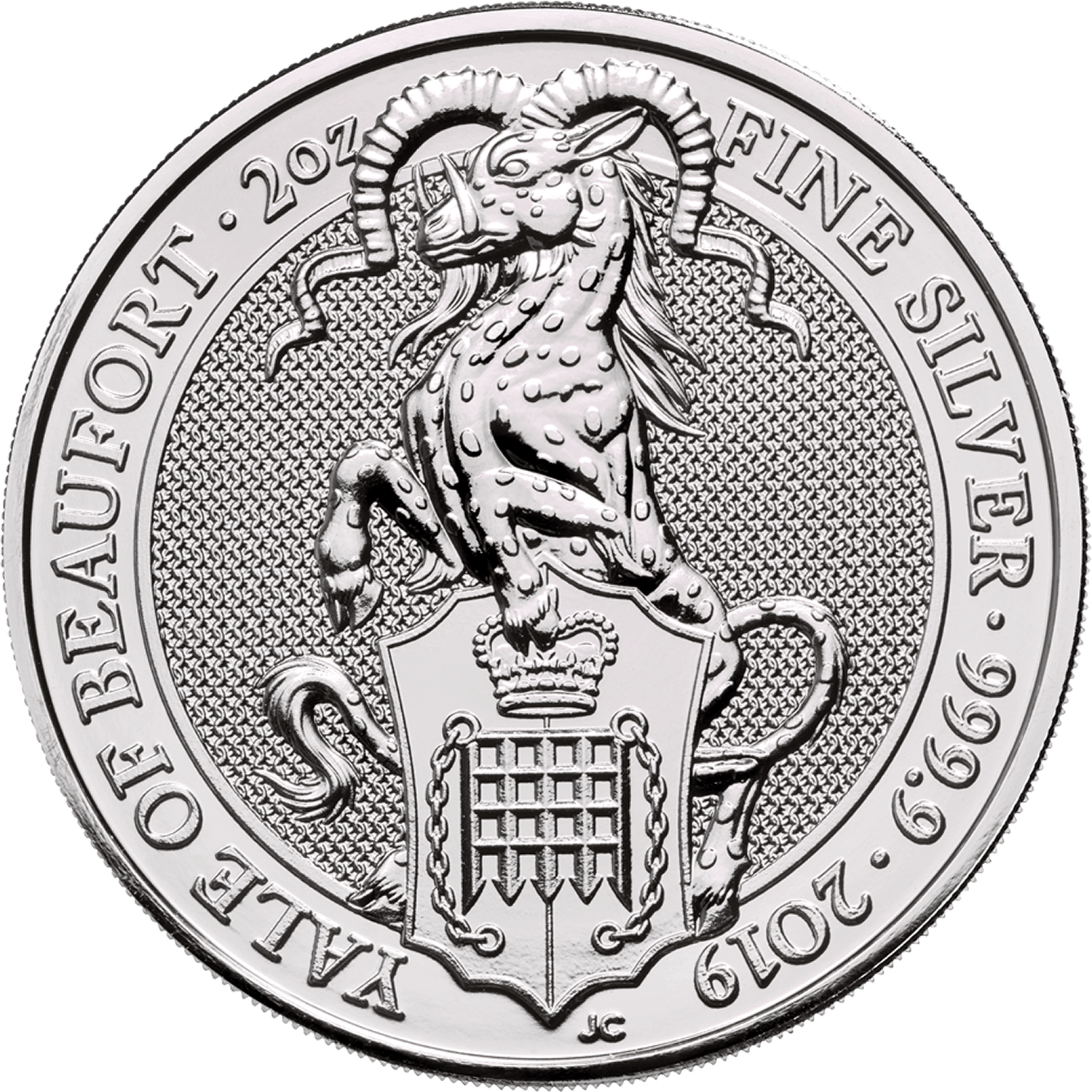 Yale of Beaufort 2 OZ ARGENTO Capsula-RAR! The Queen's Beasts-moneta da 7 