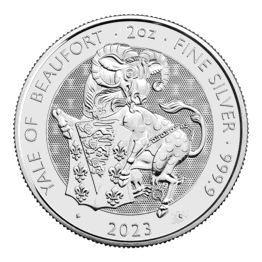 The Royal Tudor Beasts 2023 Yale of Beaufort 2oz Silver Bullion Coin