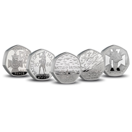 50 Years of the 50p 2019 UK 50p Military Silver Piedfort Proof Coin Set