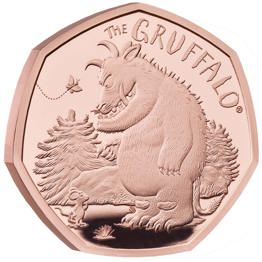 50p Coins 52 the gruffalo 2019 uk 50p gold coin reverse tone edge right