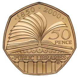 2000 Public Libraries UK 50 Pence Gold Coin