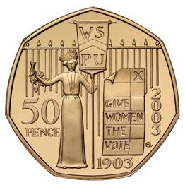 2003 Suffragette UK 50 Pence Gold Coin