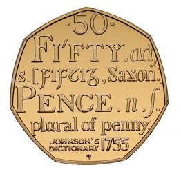 2005 Dictionary UK 50 Pence Gold Coin