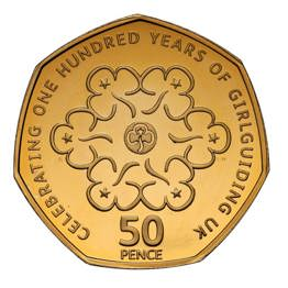 2010 Girl Guides UK 50 Pence Gold Coin