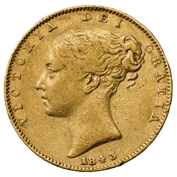 1843 Queen Victoria Young Head Sovereign