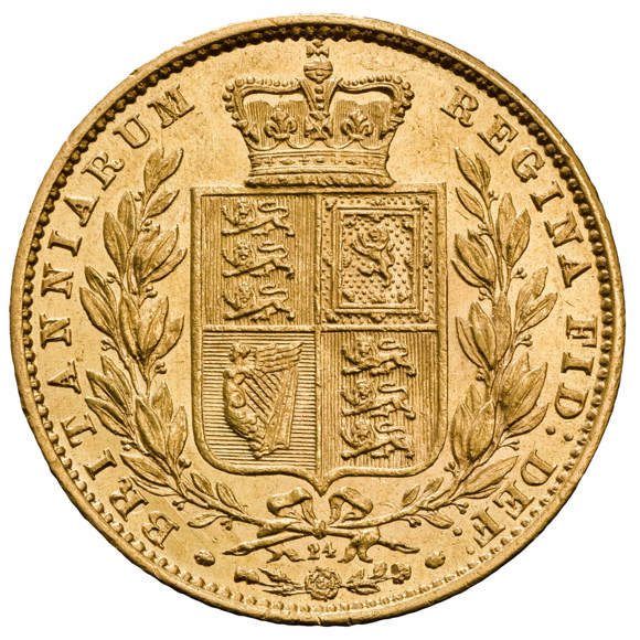 1865 Queen Victoria Young Head Sovereign