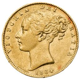 1864 Queen Victoria Young Head Sovereign