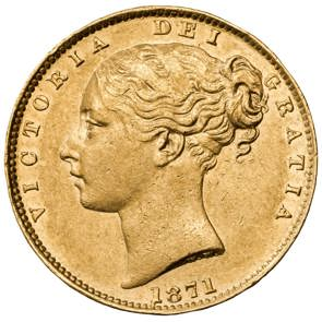 1871 Queen Victoria Young Head Sovereign