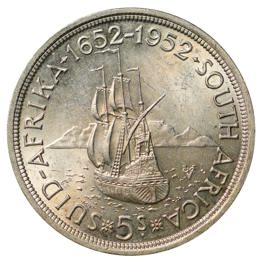 South Africa, George VI, Silver 5 Shillings