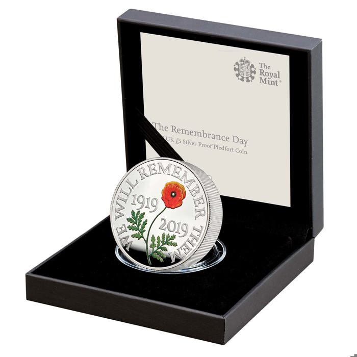 The Remembrance Day 2019 UK £5 Silver Proof Piedfort Coin