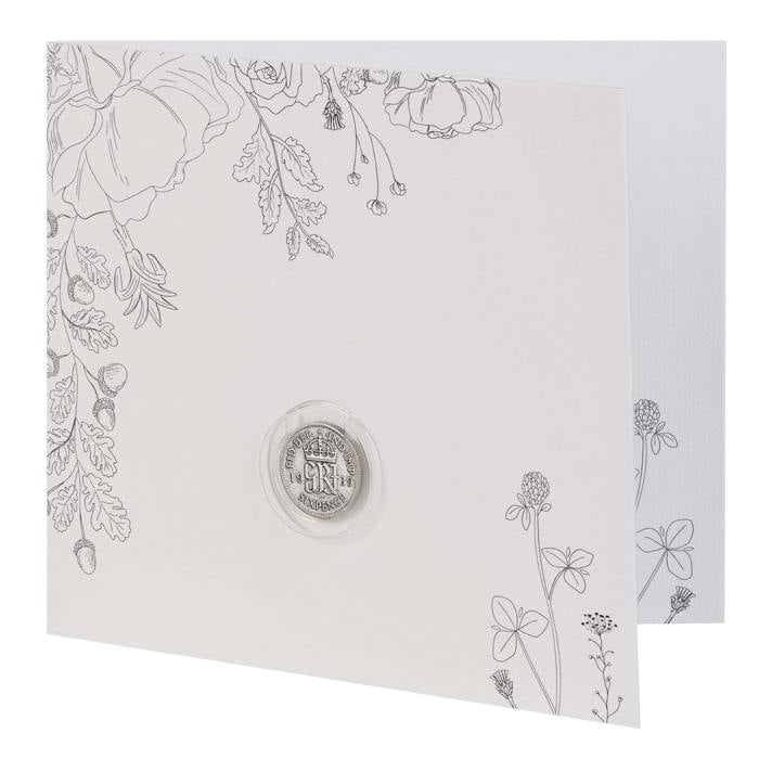 Vintage Silver Sixpence Greeting Card
