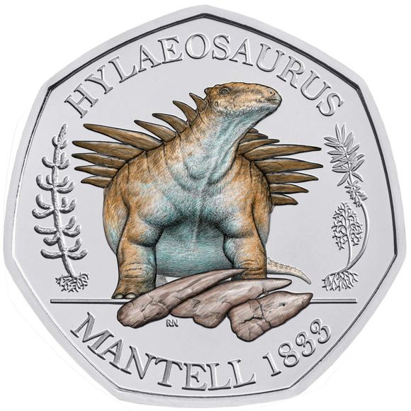 Brilliant Uncirculated Colour Hylaeosaurus 2020 UK 50p Coin
