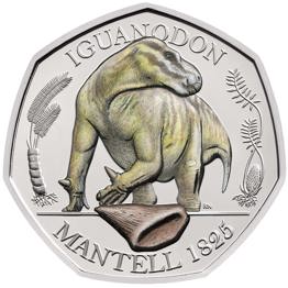 50p Coins 7 the dinosauria collection iguanodon 2020 uk 50p brilliant uncirculated coin reverse uk20igbu pad printed col test 2