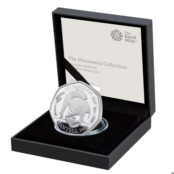 Silver Proof Iguanodon 2020 UK 50p coin