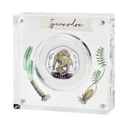 50p Coins 46 the dinosauria collection iguanodon 2020 uk 50p silver proof coin racrylic block left uk20igsp pad printed