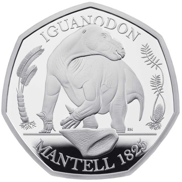 Silver Proof Iguanodon 2020 UK 50p coin
