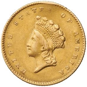 US, Liberty Head Gold $1, Type 2 EF
