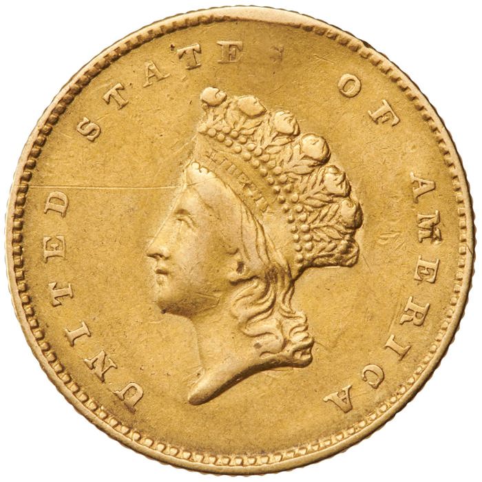 US, Liberty Head Gold $1, Type 2 EF