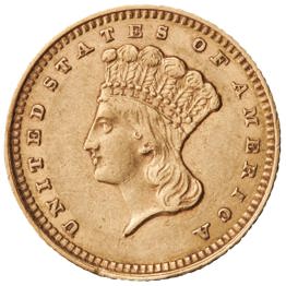 US, Liberty Head Gold $1, Type 3 EF