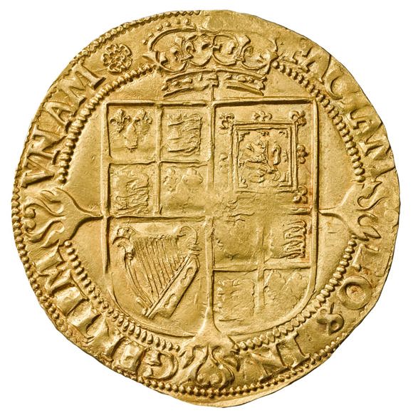 James I (1603–25) Gold Laurel, Third Bust MM Rose – Year of the Mayflower GVF