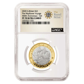 Mayflower 2020 UK £2 Silver Proof Graded Presentation Coin