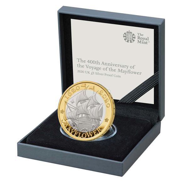 Mayflower 2020 UK £2 Silver Proof Coin