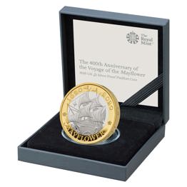 Mayflower 2020 UK £2 Silver Proof Piedfort Coin