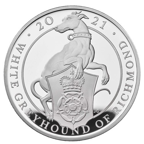 The Queen's Beasts 2021 Completer Coins 3 IX/X The White Greyhound of Richmond