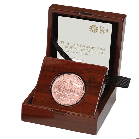 The 250th Anniversary of the Birth of William Wordsworth 2020 UK £5 Gold Proof Coin