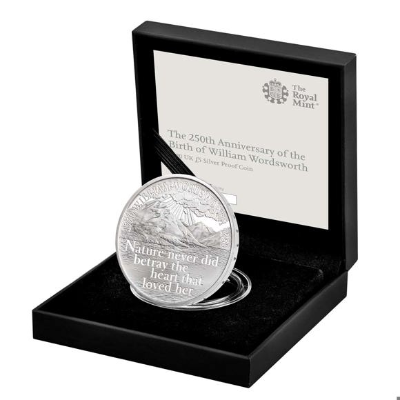 The 250th Anniversary of the Birth of William Wordsworth 2020 UK £5 Silver Proof Coin