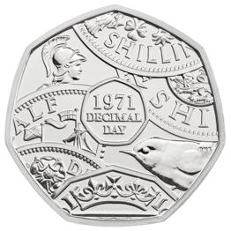 The 50th Anniversary of Decimal Day 2021 UK 50p Brilliant Uncirculated Coin		