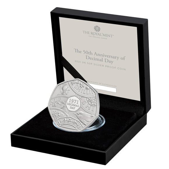 The 50th Anniversary of Decimal Day 2021 UK 50p Silver Proof Coin 