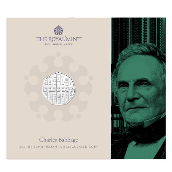 Charles Babbage 2021 UK 50p Brilliant Uncirculated Coin 