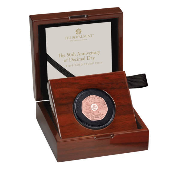 The 50th Anniversary of Decimal Day 2021 UK 50p Gold Proof Coin