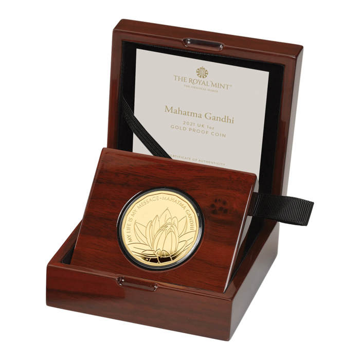 Mahatma Gandhi 2021 UK 1oz Gold Proof Coin 