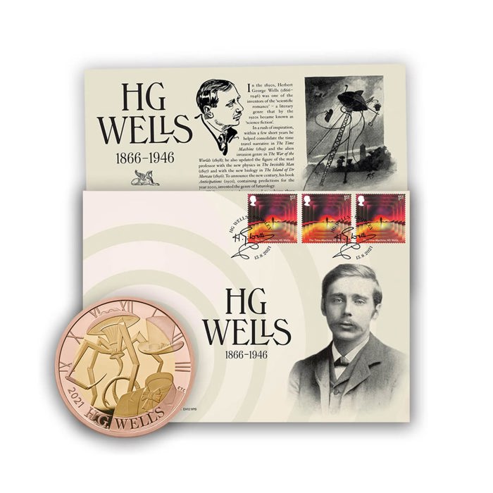 H.G. Wells Gold Proof Coin Cover 