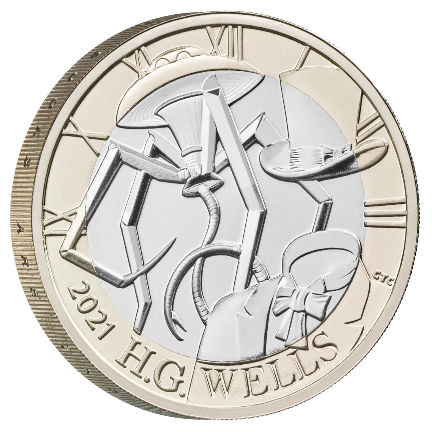 Celebrating the Life and Work of H G  Wells 2021 UK £2 Brilliant Uncirculated Coin