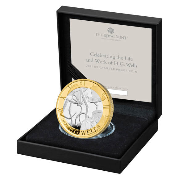 Celebrating the Life and Work of H.G. Wells 2021 UK £2 Silver Proof Coin