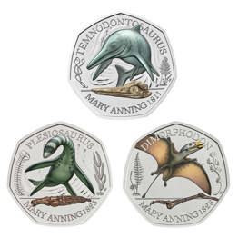 The Mary Anning Collection 2021 UK Brilliant Uncirculated Colour Three-Coin Series