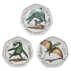 The Mary Anning Collection 2021 UK Brilliant Uncirculated Colour Three-Coin Series 