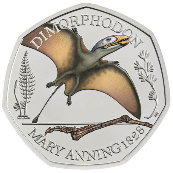 Dimorphodon 2021 UK Brilliant Uncirculated Colour 50p Coin
