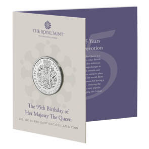 The 95th Birthday of Her Majesty the Queen 2021 £5 Brilliant Uncirculated Coin - Premium Pack