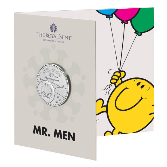 Mr. Happy – The 50th Anniversary of Mr. Men Little Miss 2021 UK £5 Brilliant Uncirculated Coin