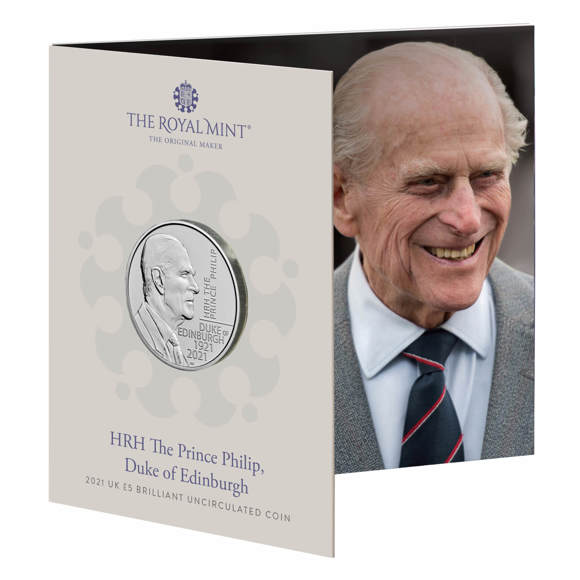 HRH The Prince Philip, Duke of Edinburgh 2021 UK £5 Brilliant Uncirculated Coin