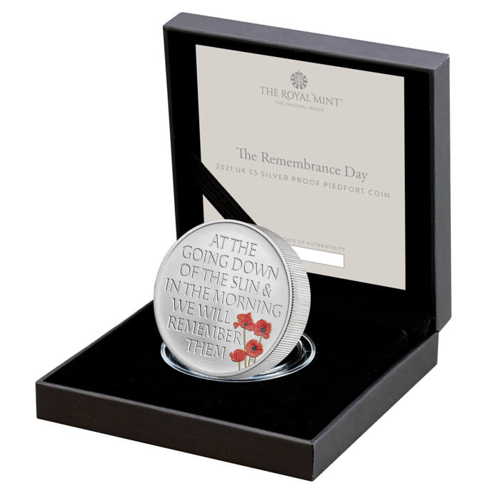 The Remembrance Day 2021 UK £5 Silver Proof Piedfort Coin