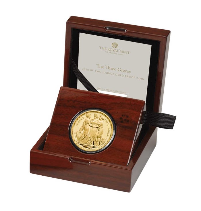 Three Graces 2020 UK Two-Ounce Gold Proof Coin 