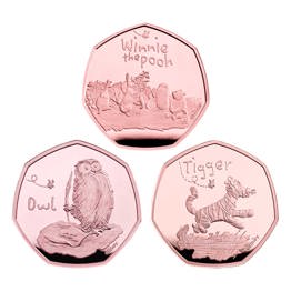 Winnie the Pooh & Friends 2021 UK 50p Gold Proof Coin 3 Coin Series