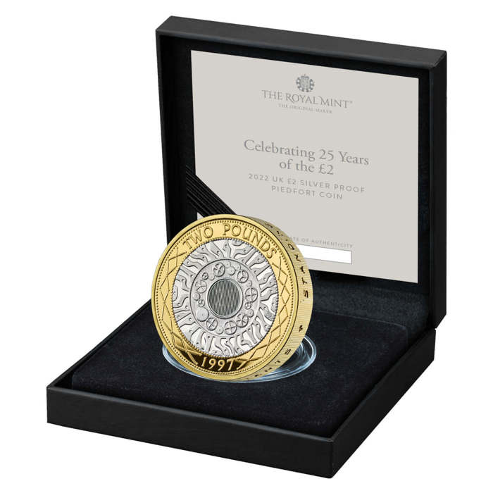 Celebrating 25 Years of the £2 2022 UK £2 Silver Proof Piedfort Coin