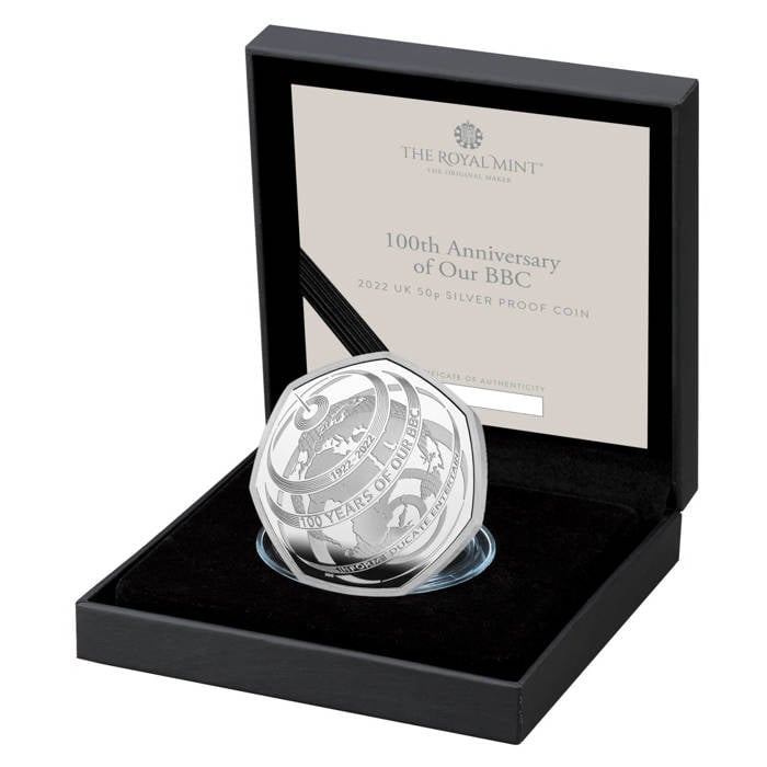 The 100th Anniversary of Our BBC 2022 UK 50p Silver Proof Coin