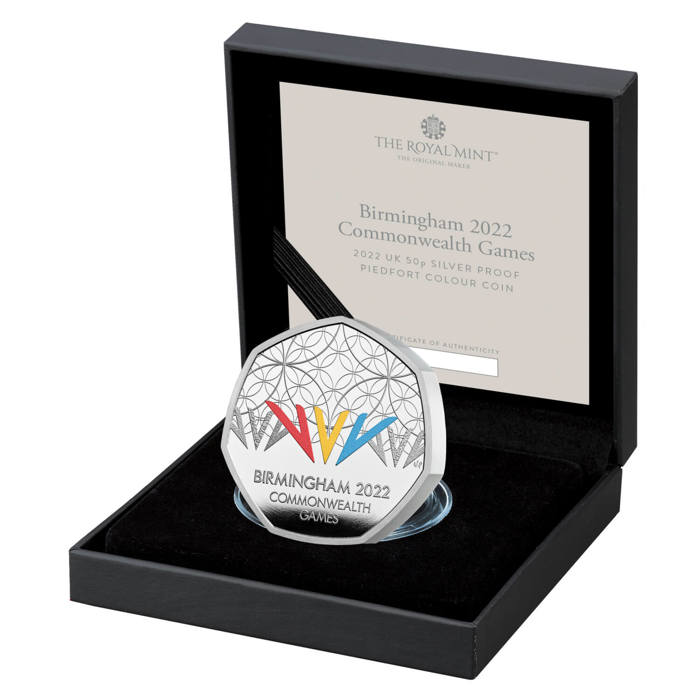 Birmingham 2022 Commonwealth Games UK 50p Silver Proof Piedfort Coloured Coin